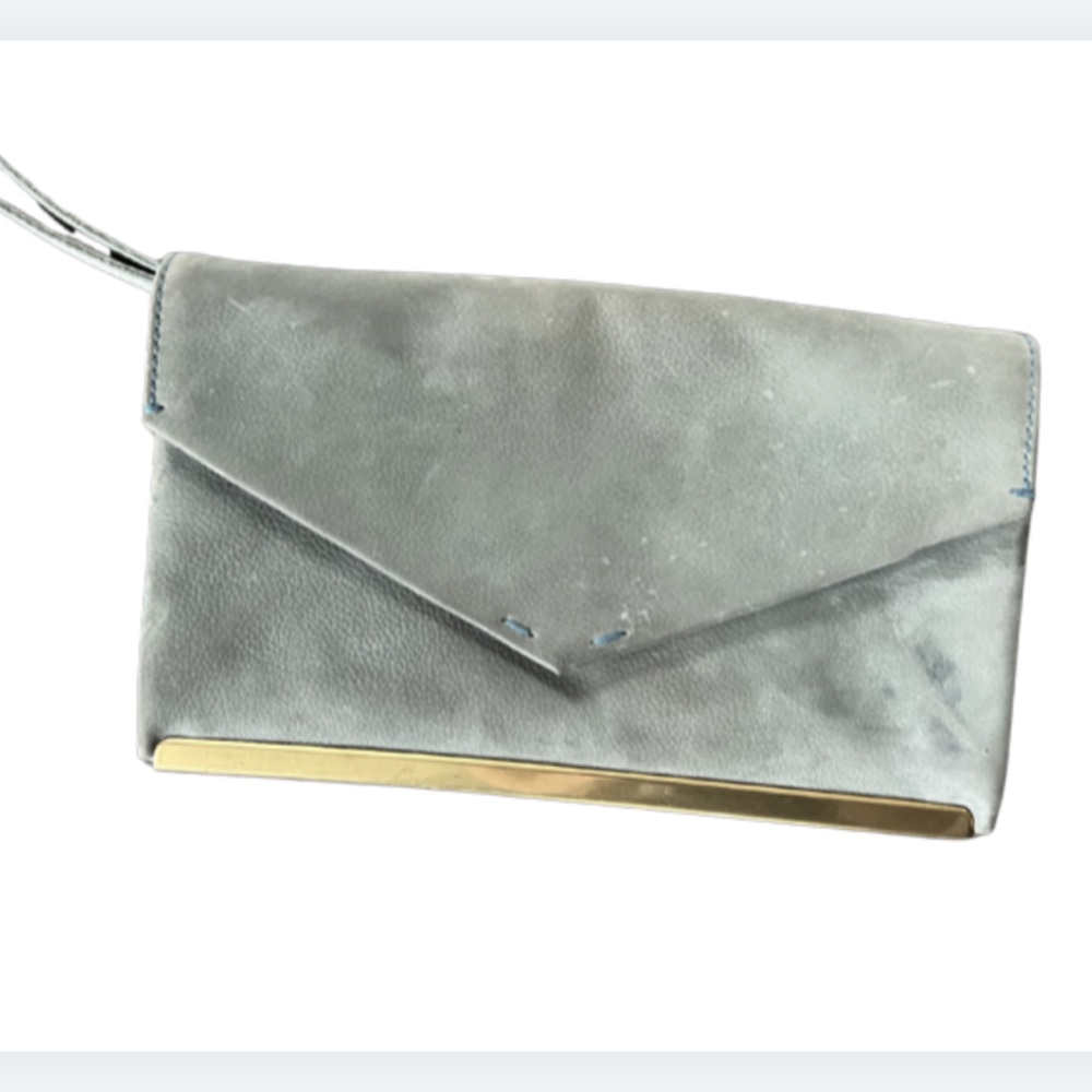 Madewell Suede Wristlet Clutch with Gold Accent